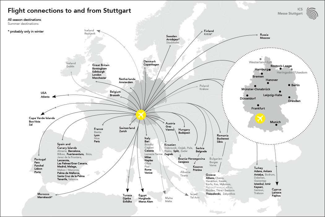 Flight connections from and to Stuttgart